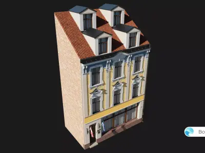 Old Riga Building 3D model Low-poly 3D model