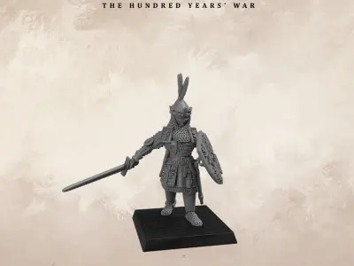 John of Luxembourg and his banner bearer at Crecy 3D print model