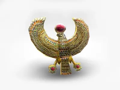 Egyptian horus golden falcon Low-poly 3D model