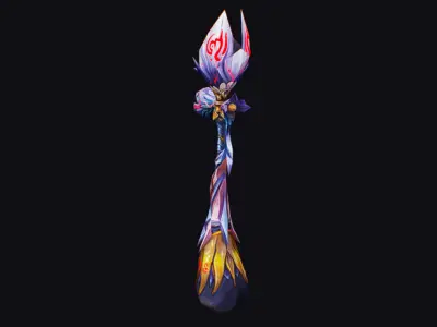 Magic Wand Rod Stick Fairy Staff Scepter Inventory Item Low-poly 3D model