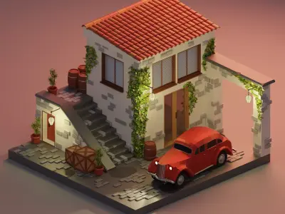 Low-poly italy installation Low-poly 3D model