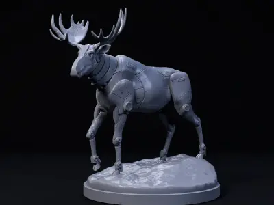 Moose mecha robot 32mm scale pre-supported animal 3D print model
