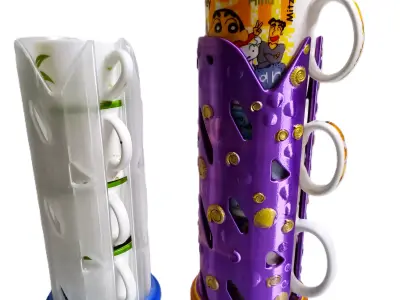 Coffee and Tea Cup or Mug Stacker Universal Fit 4 Elegant Models 3D print model