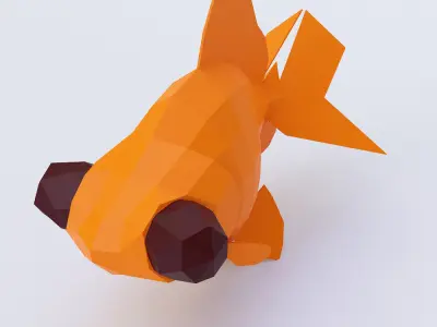 Telescope goldfish low poly toon 3d model  Low-poly 3D model