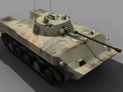 BMD-3 armoured tank Low-poly 3D model