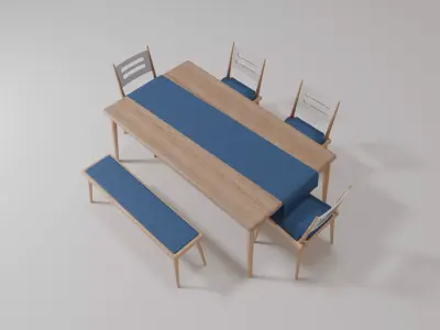Minimalist Dining Set - 3D Furniture Model Free low-poly 3D model