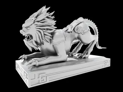Sculpture-004 lion statue 3D model