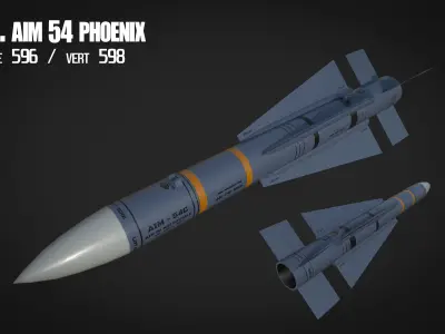 11 in 1 air to air missile Low-poly 3D model Low-poly 3D model