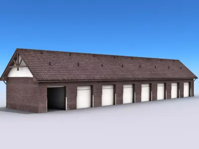 Big Garage Warehouse Low-poly 3D model