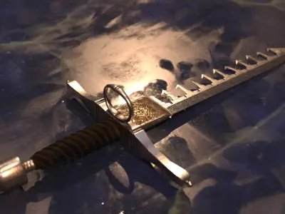 Optimised realistic medieval weapon swordbreaker Low-poly 3D model