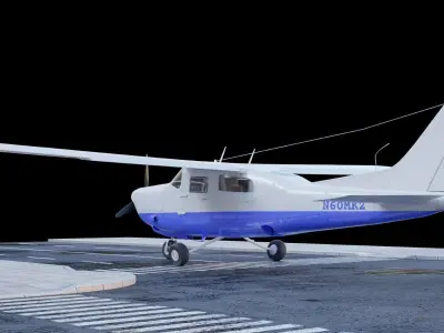 Airplane Cessna 210 Centurion 1957 Low-poly 3D model