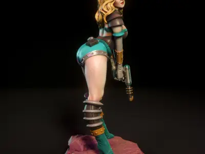 Janet female figurine on rock 3D print model