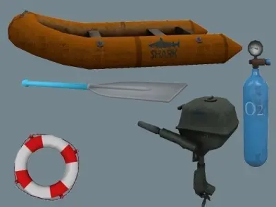 Inflatable boat Low-poly 3D model order