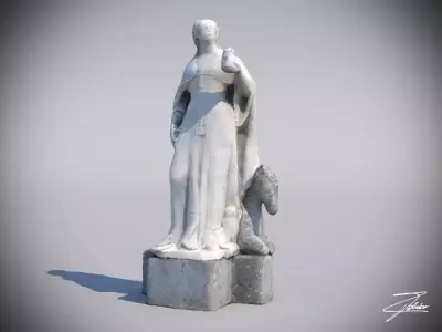 Statue 2 of virgin mary Low-poly 3D model