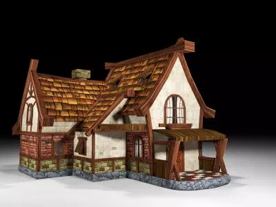 medieval old house Low-poly 3D model