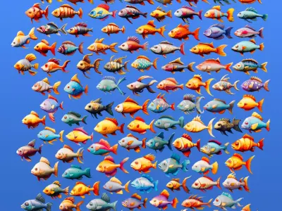 Stylized Fish Pack Low-poly 3D model