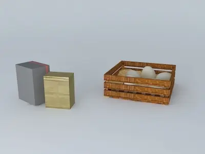 Eggs wooden box with in it Free 3D model