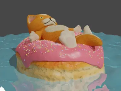 Donut cat Free low-poly 3D model
