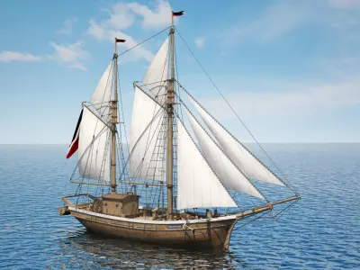 Galeas sailing ship 3D model