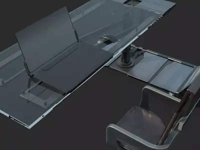 Future sci-fi office desk and chair combination 3D model