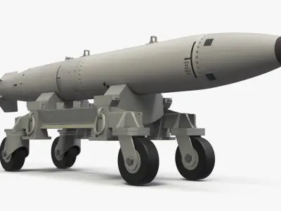 Nuclear Aircraft Bomb with Transport Trolley 3D model purchase