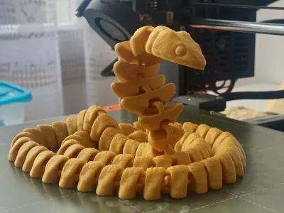 Flexi snake cobra 78cm fantasy print in place Free 3D print model