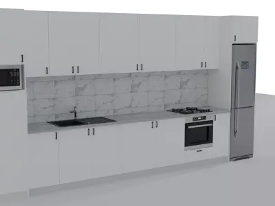 Straight Kitchen Low-poly 3D model