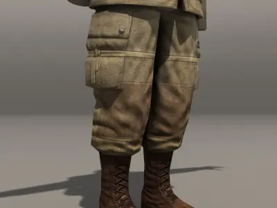 American Soldier and Thompson Low-poly 3D model