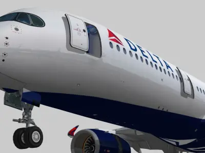 Airbus A350-900 XWB Delta airlnes Ext 1 Low-poly 3D model
