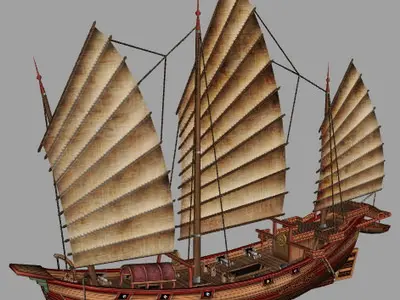 Chinese Junk Ship Low-poly 3D model