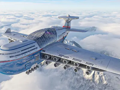 Futuristic airplane cruise 3D model