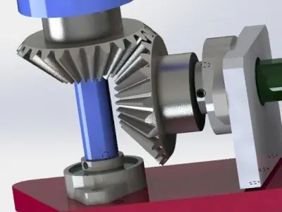 The helical gear drive mechanism 3D model