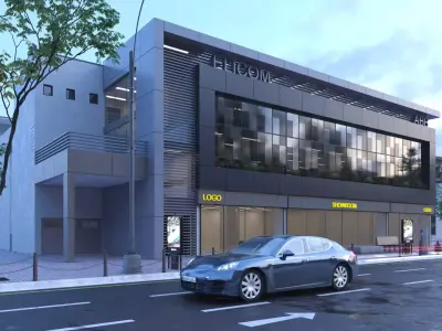 Commercial building 3D exterior Scene 3D model