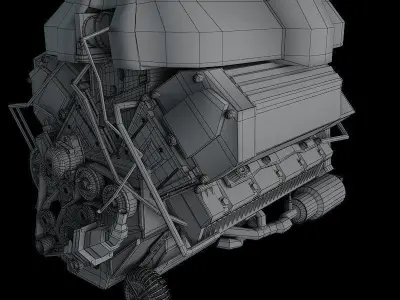 engine and gearbox 3D model