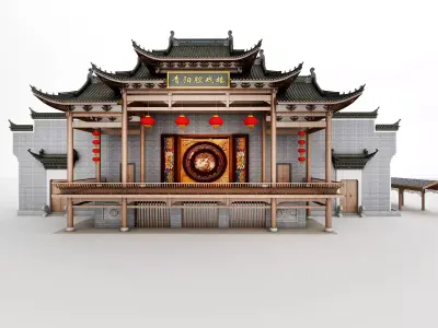 Chinese stage Low-poly 3D model