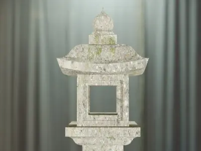 Japanese Stone Lantern Squared - Japan Collection model 3D model