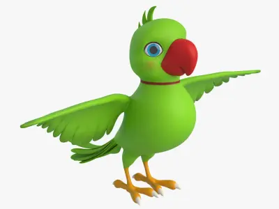 Cartoon Parrot Low-poly 3D model