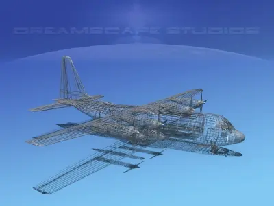 Lockheed C-130 Hercules Transamerica 3D model
