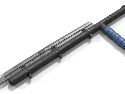 Police Baton with Blade Low-poly 3D model