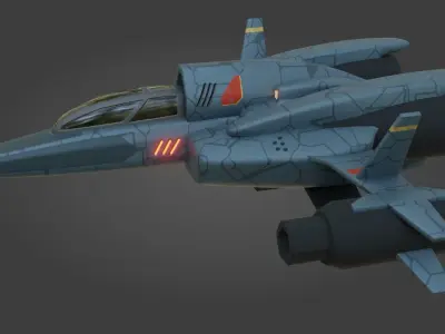 Sci-Fi Fighter Jet - Low Poly - Game Ready - PBR Low-poly 3D model