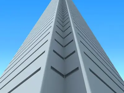 Modern city tower building 90 3D model