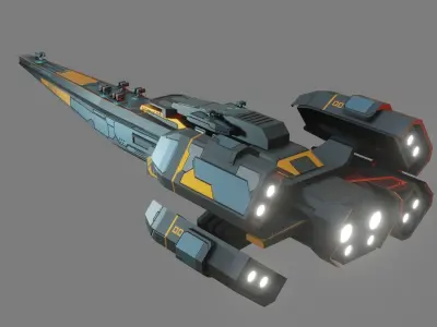 Sci-Fi Cruiser Aurora - Game Ready - PBR Low-poly 3D model