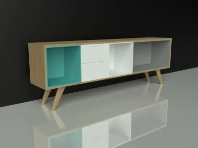RTV - cabinet - wood - colorful - furniture set - Artrzcinski Low-poly 3D model