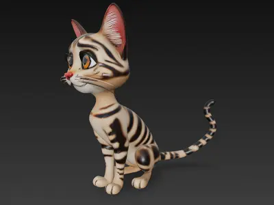 Cat Realistic 3D Model Basic - Low Poly Realistic Low-poly 3D model