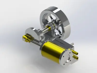 SIMPLE 1 CYLINDER OSCILLATING STEAM ENGINE 3D model