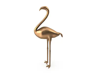 Flamingo PBR golden Low-poly 3D model