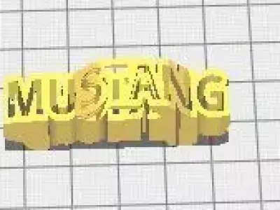 Mustang text Flip 3D print model