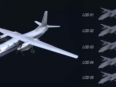 Asset - Army - AN 26 Curl 3D model Realistic Low-poly 3D model