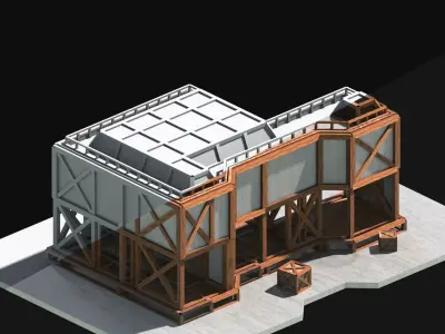 Medieval Low Poly Building Castle Wooden Village Stone House 37 Low-poly 3D model