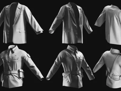 Basemesh Blazer Jacket Collection 3D model